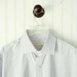 Michael Kors Grey Striped Button Down Dress Shirt